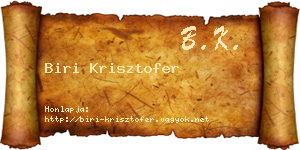 Biri Krisztofer névjegykártya